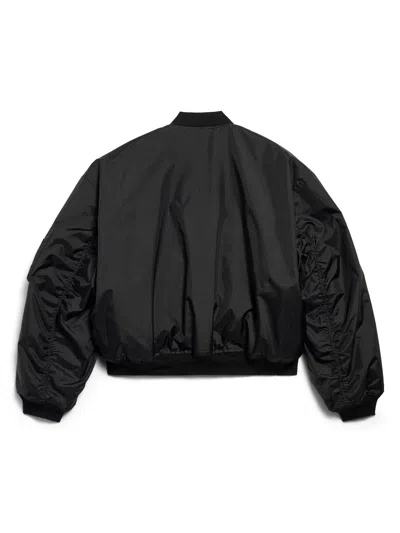Balenciaga Black Nylon Uniform Merch Large Fit Bomber In Black