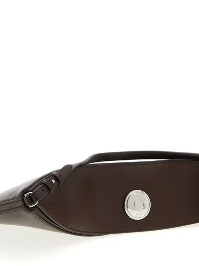 Jacquemus Le Calisso Rond Large Brown Shoulder Bag With Adjustable Strap And Embossed Logo In Leathe In Brown