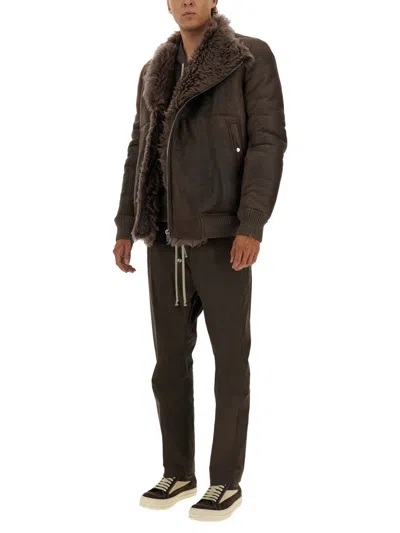 Rick Owens Brown Hollywood Flight Leather Jacket In Brown