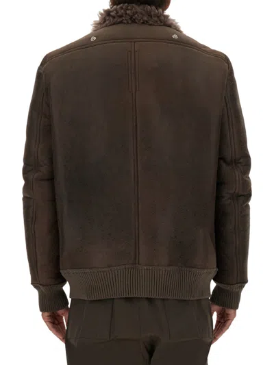 Rick Owens Brown Hollywood Flight Leather Jacket In Brown