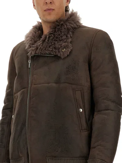 Rick Owens Brown Hollywood Flight Leather Jacket In Brown