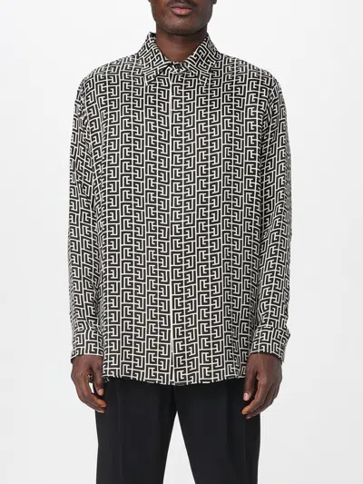 Balmain Geometric Pattern Long Sleeves Shirt In Black