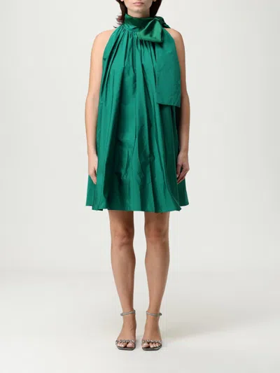 Max Mara Short, Sleeveless, Flared Dress With A Pleated Design That Cr In Green