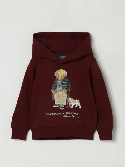 Polo Ralph Lauren Big Boys Polo Bear Fleece Hoodie In Burgundy
