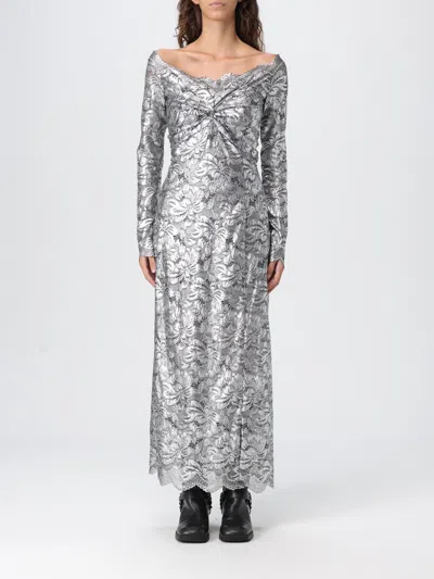 Rabanne Long Lace Dress In Silver