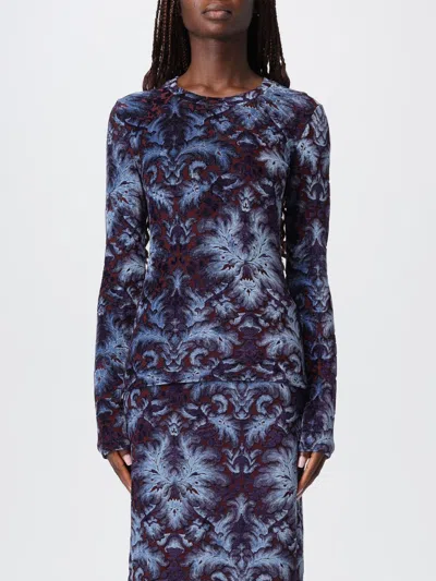 Etro Damask-pattern Velvet Midi Skirt In Blue