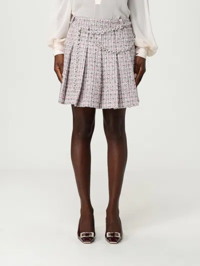 Self-portrait Boucle Pleated Mini Skirt Chain In Multi