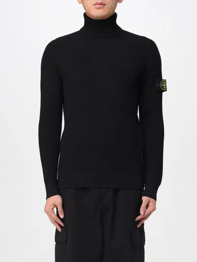 Stone Island Logo Roll-neck Jumper In Black