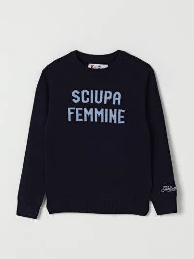 Mc2 Saint Barth Crew-neck Intarsia Sweater In Blue