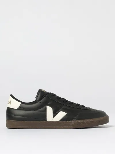 Veja Panenka Black Sneaker With Logo On The Side And Contrasting Heel In Leather Unisex In Black