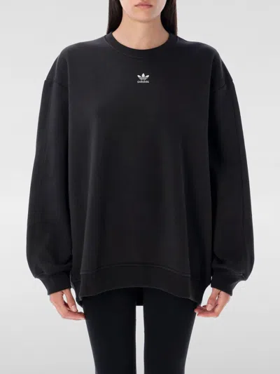 Adidas Originals Women's Originals Essentials Fleece Long Oversized Crewneck Sweatshirt In Black