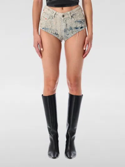 Diesel Shorts In Houndstooth-weave Denim In Multi