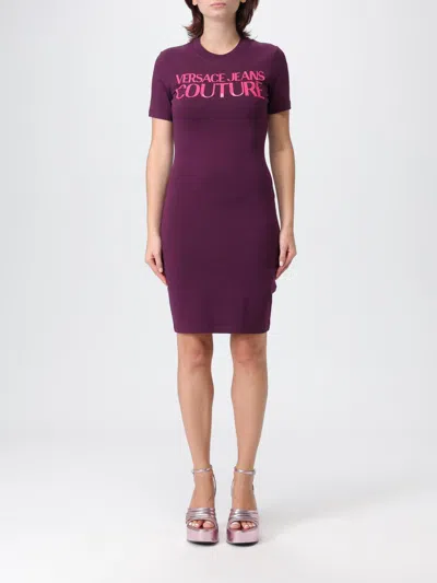 Versace Jeans Couture Logo-print T-shirt Dress In Purple
