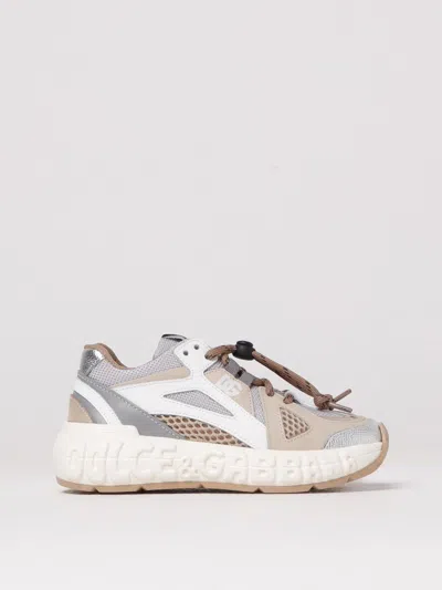 Dolce & Gabbana White/oth Kids' Branded Leather And Mesh Trainers Eur 38 / 5 Uk In Multi