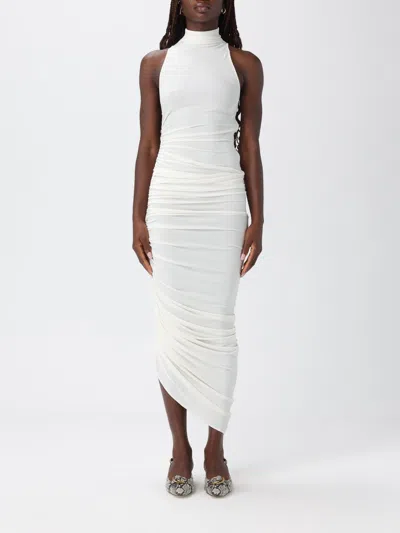 Jacquemus Asymmetric Hem Sleeveless High Neck Dress In White