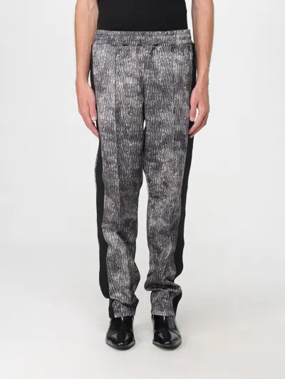 Just Cavalli Pants With Logo Print And Side Stripes In Gray