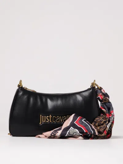 Just Cavalli Logo-plaque Chain Shoulder Bag In Black