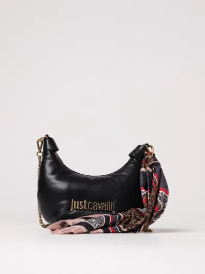 Just Cavalli Logo-plaque Chain Shoulder Bag In Black
