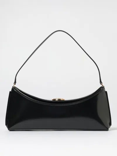Jacquemus Le Calisso Black Shoulder Bag With Engraved Snap Button In Leather In Black
