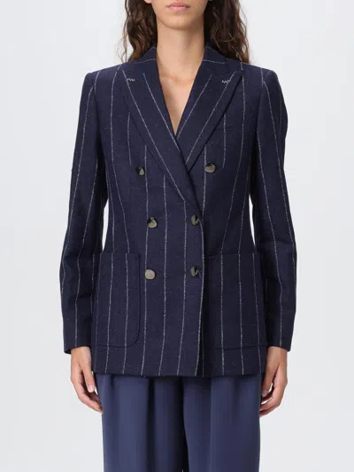 Max Mara Pinstripe Double-breasted Jacket In Blue