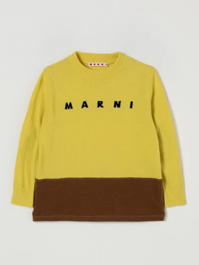 Marni Wool Blend Pullover With Elbow Patches In Yellow