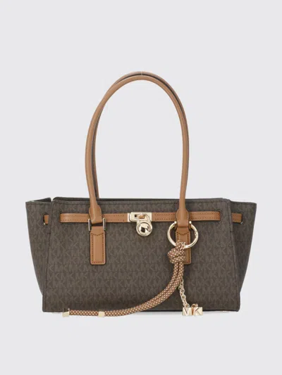 Michael Kors Hamilton Moderne Small Signature Logo Satchel In Brown