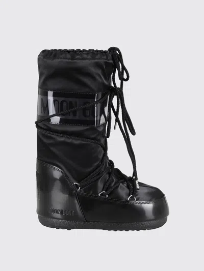 Moon Boot Icon Glance Satin Lace-up Snow Boots In Black