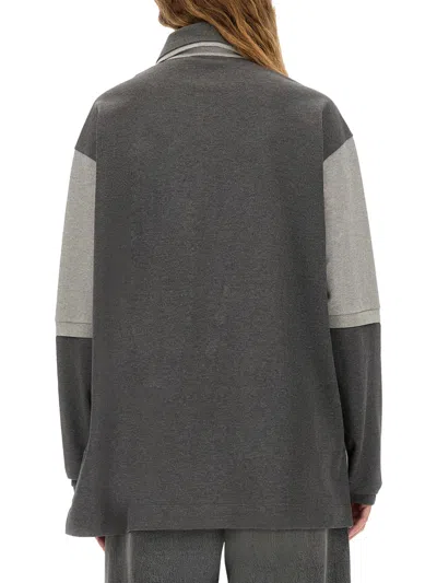 Stella Mccartney Oversized Polo Shirt Collared Neck In Gray