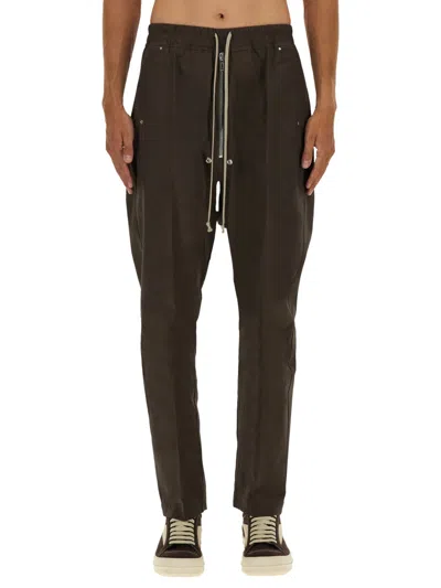 Rick Owens Drawstring Pocket Trousers In Brown