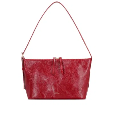 Apc A.p.c. Zippered Shoulder Bag With Top Handle In Red