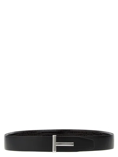 Tom Ford Reversible Crocodile Leather Belt Belts Brown In Black