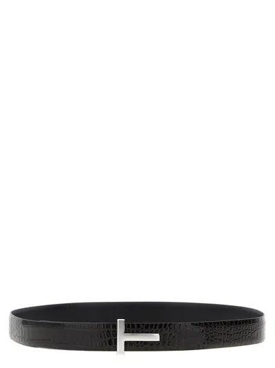 Tom Ford Reversible Crocodile Leather Belt Belts Brown In Black