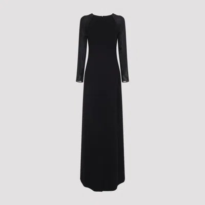 Alberta Ferretti Floor-length Black Dress With Sheer Sleeves In Black
