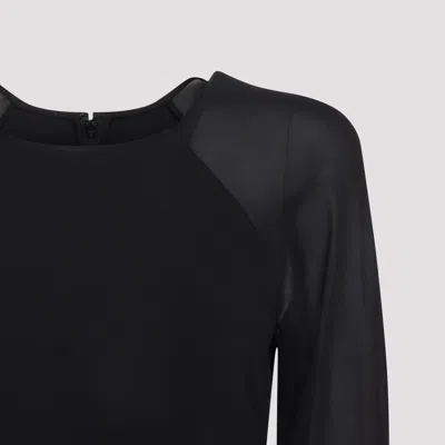 Alberta Ferretti Floor-length Black Dress With Sheer Sleeves In Black