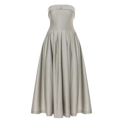 Alberta Ferretti Off-shoulder A-line Skirt In Gray