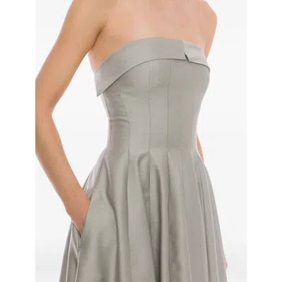 Alberta Ferretti Off-shoulder A-line Skirt In Gray