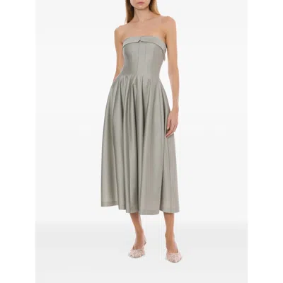 Alberta Ferretti Off-shoulder A-line Skirt In Gray