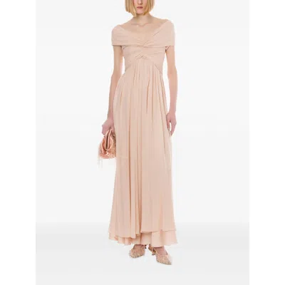 Alberta Ferretti Light Pink Dress In Silk Georgette Women In Neutral