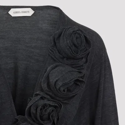 Alberta Ferretti Alberta Ferreti Sweater In Merino Wool With Floral Embroidery In Black