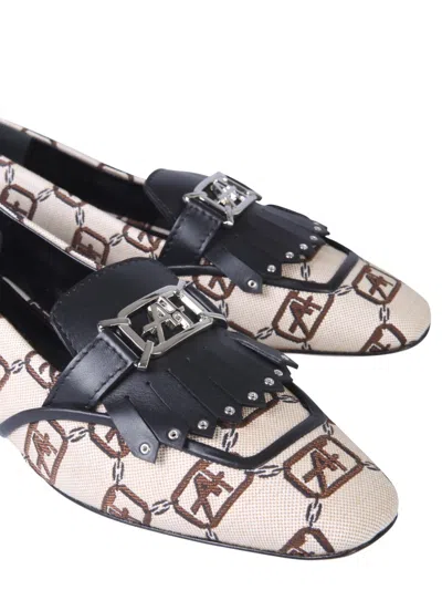 Alberta Ferretti Logo-patterned Moccasins With Fringed Strap In Multi
