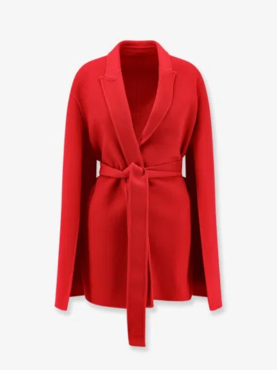 Alberta Ferretti Double-breasted Belted Blazer In Red