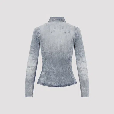 Diesel Shirt In Distressed Honeycomb Denim In Blue