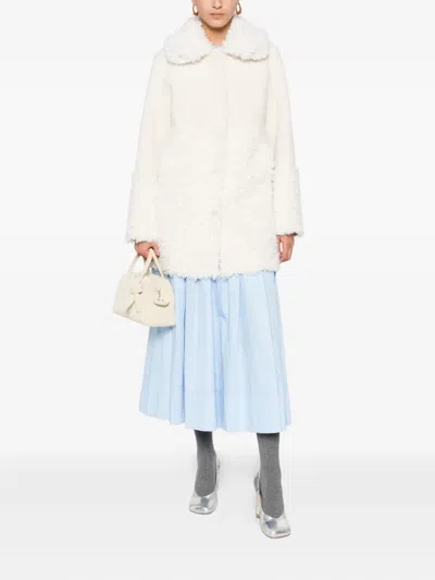 Maje Textured-collar Coat In White