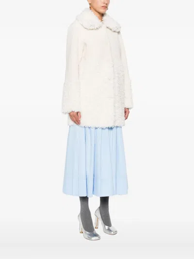 Maje Textured-collar Coat In White