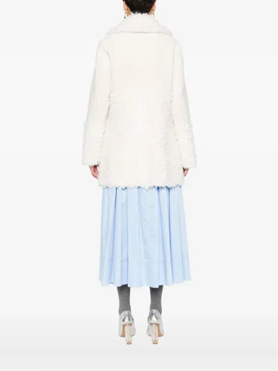 Maje Textured-collar Coat In White