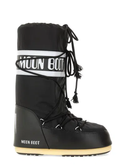 Moon Boot Icon Shell And Faux Leather Snow Boots In Black