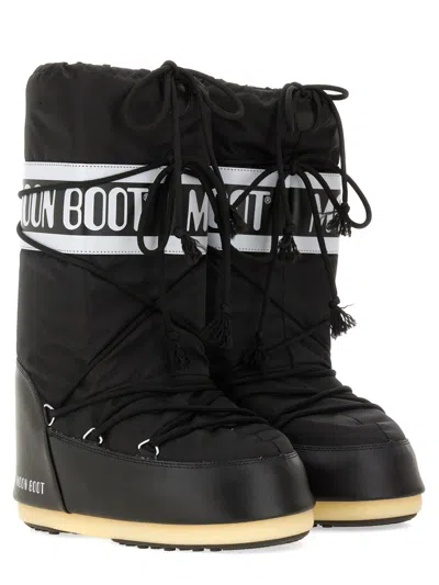 Moon Boot Icon Shell And Faux Leather Snow Boots In Black