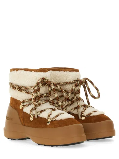 Moon Boot Shearling And Suede Winter Boots In Brown