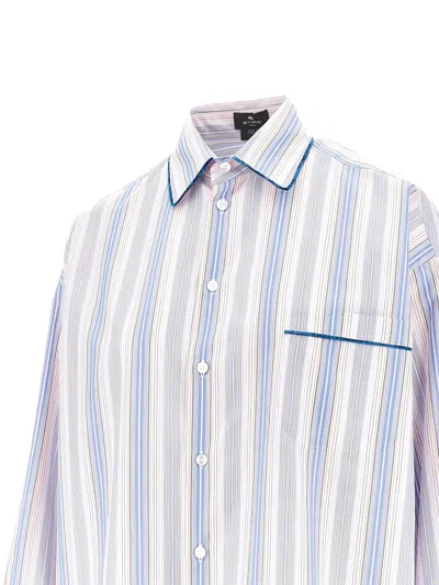 Etro Striped Cotton Shirt In White