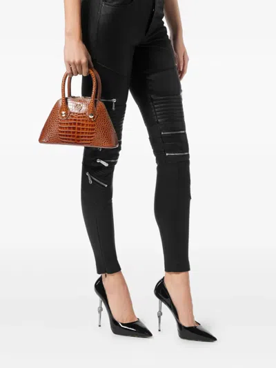 Philipp Plein Majestic Cocco Shiny Shoulder Bag In Brown